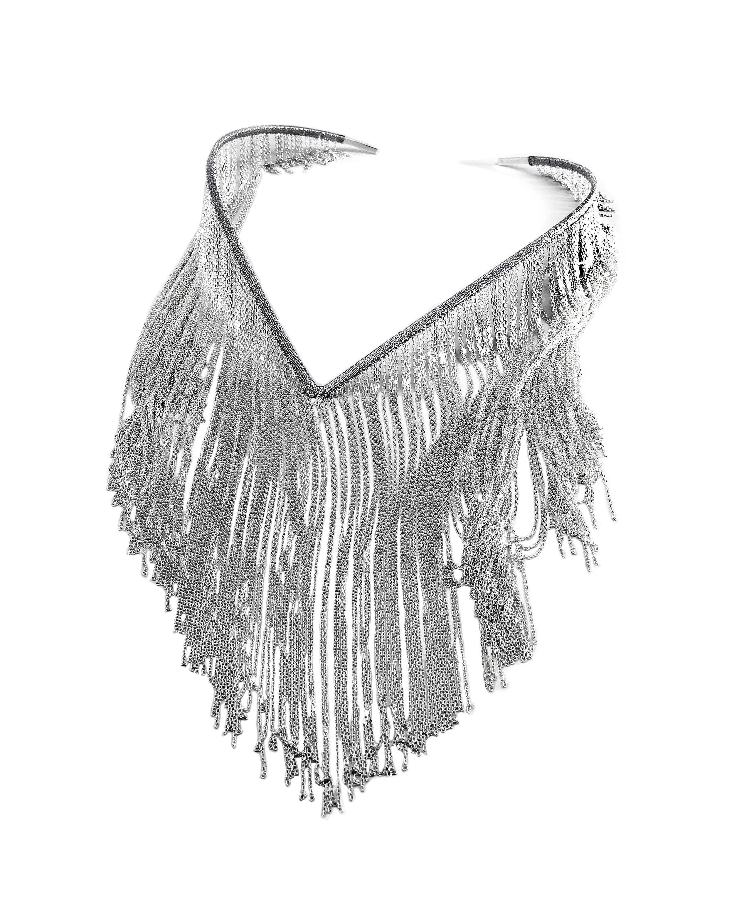 アクセサリー KAMIYA Fringe Chain Gold Crystal Rhinestone Fringe, Silver Crystal Rhinestone
